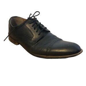 STAFFORD Oxford Cap Shoes Men's Size 12 Black Leather Black Tie